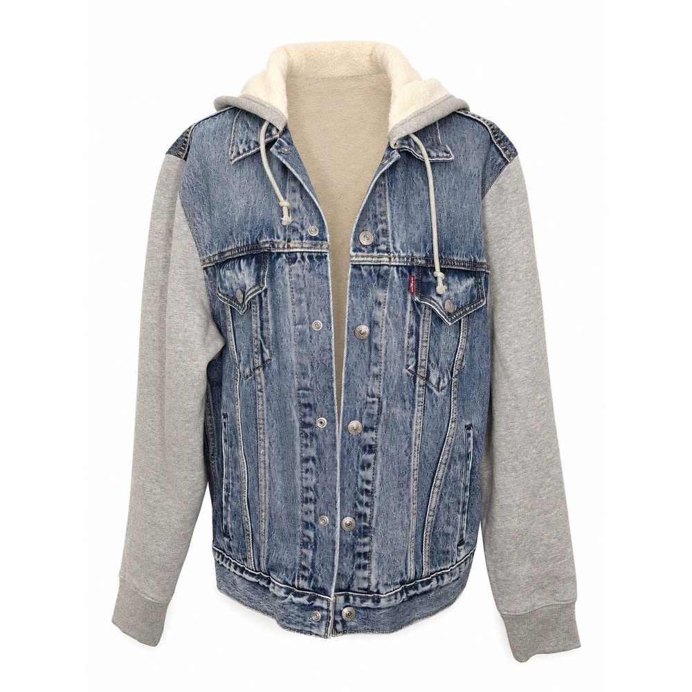 Levi's Trucker Jacket M Y2K Streetwear Hybrid Hoodie Denim Fleece Blokecore